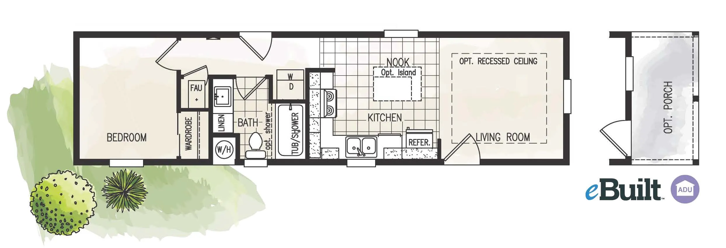 Fairpoint 12441B floor plan — 1 Bed, 1 Bath, 520 to 712 sq. ft.