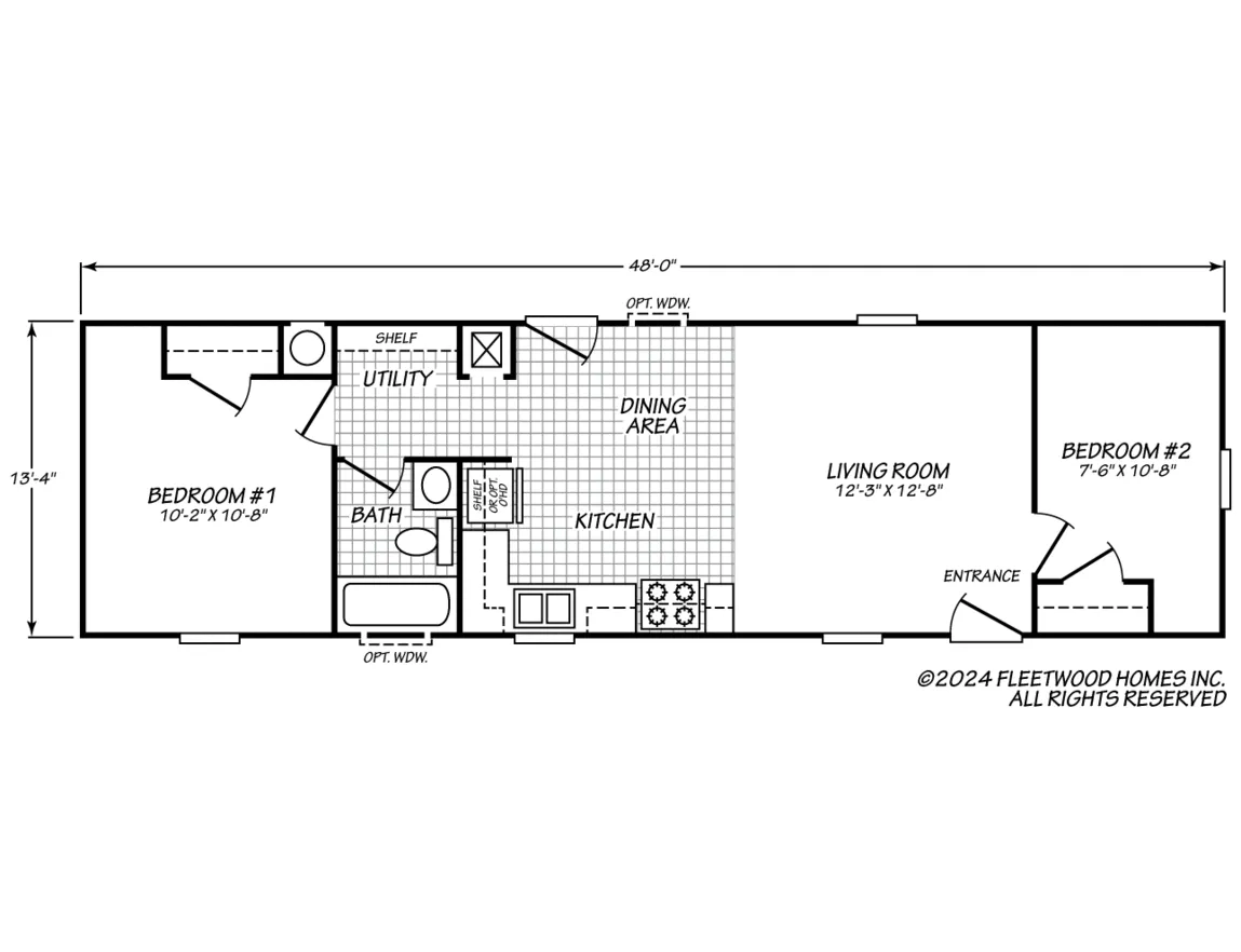 Canyon Lake 14482B floor plan — 2 Beds