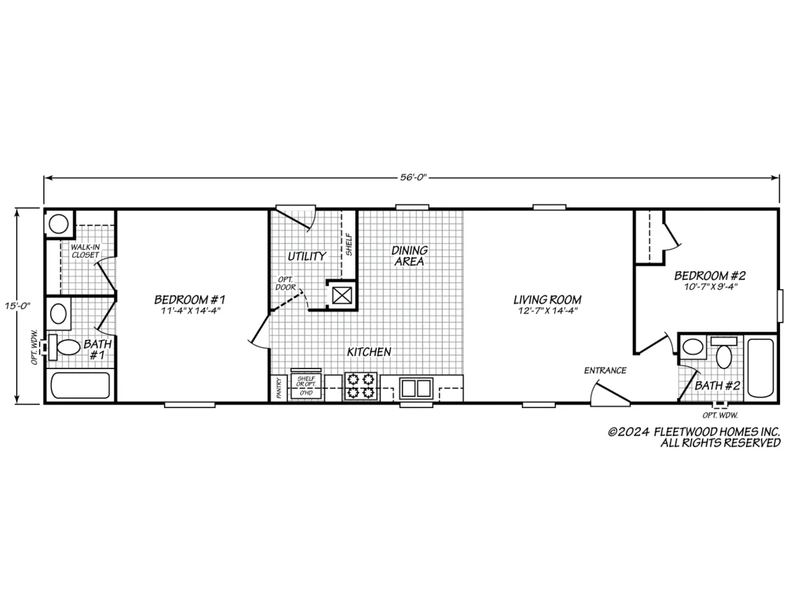 Canyon Lake 15562X floor plan — 2 Beds