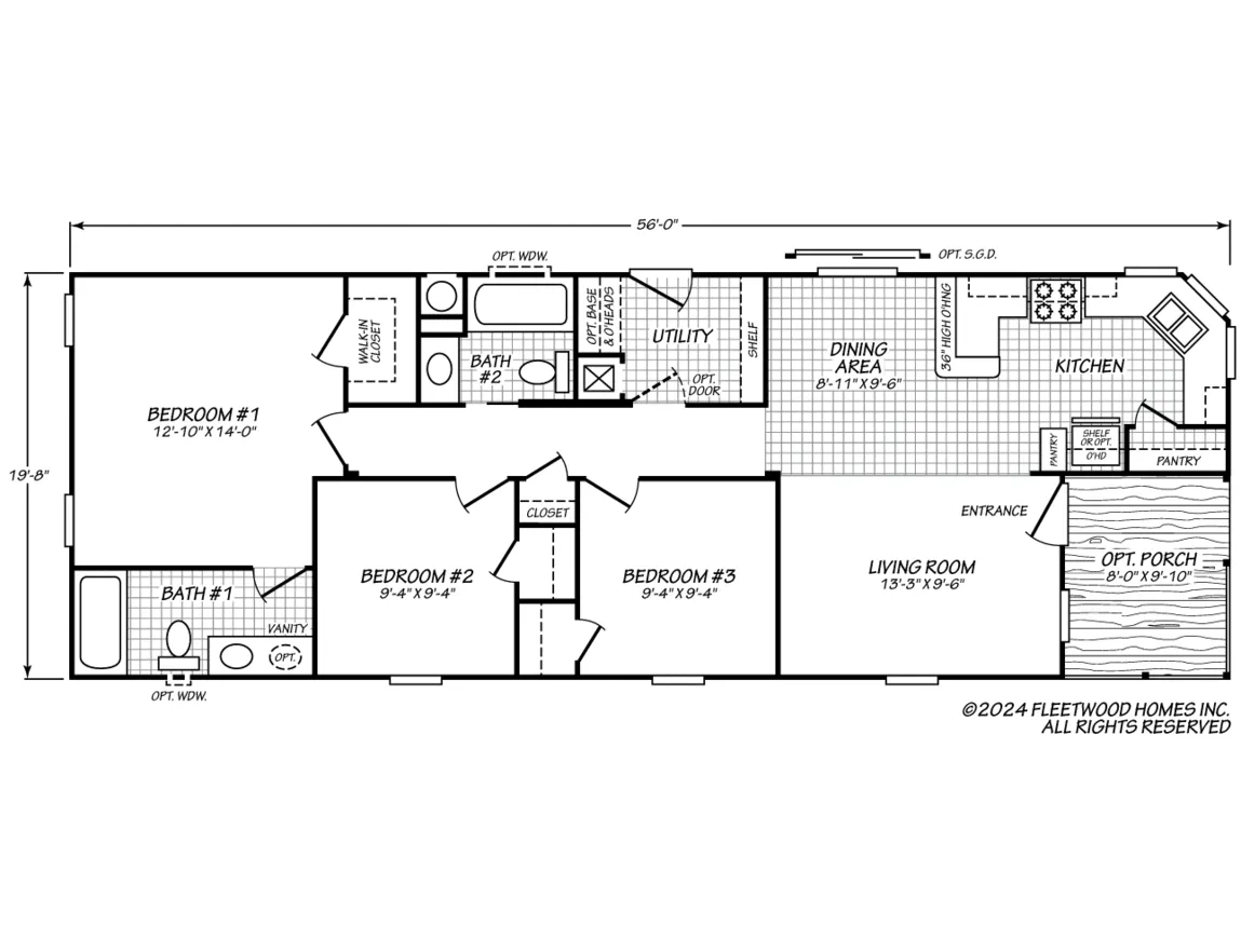 Canyon Lake 20563K floor plan — 3 Beds