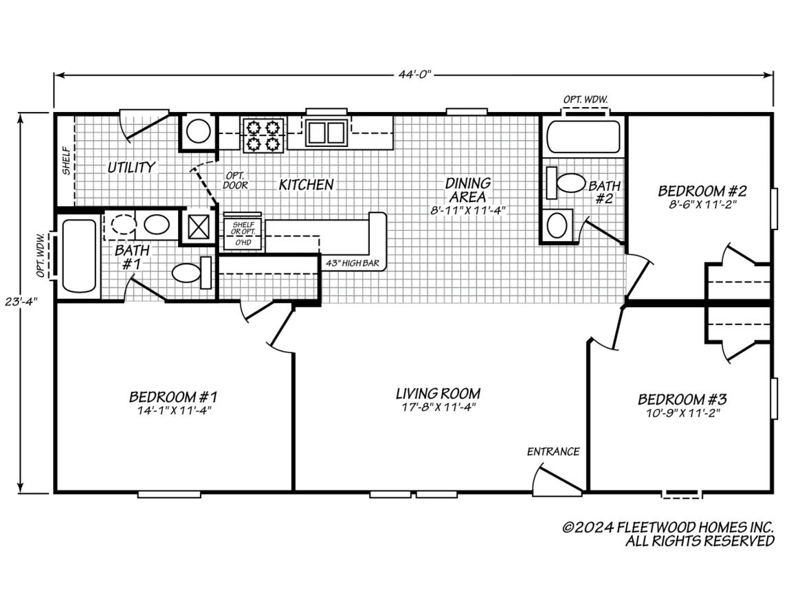 Canyon Lake 24443X floor plan — 3 Beds