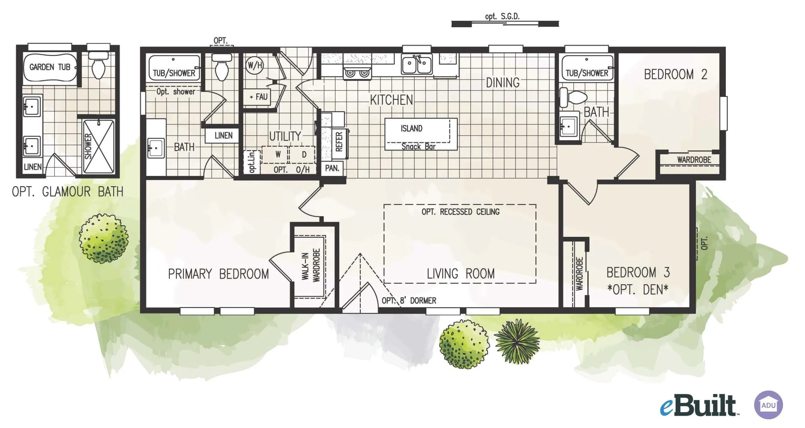 Fairpoint 24523K floor plan — 3 Bed, 2 Bath, 1,199 to 1,476 sq. ft.