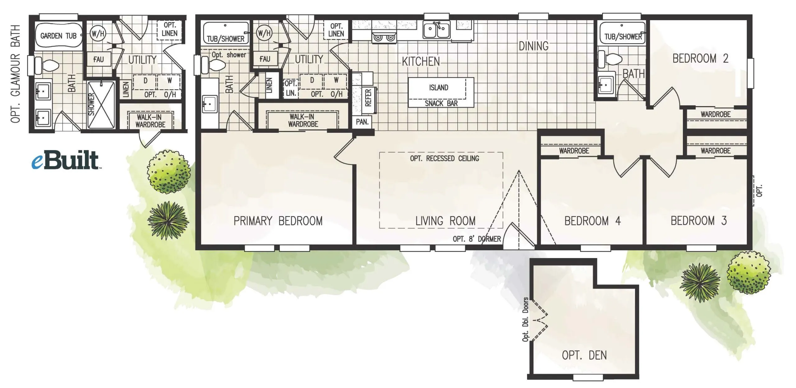 Fairpoint 24564A floor plan — 4 Bed, 2 Bath, 1,325 to 1,620 sq. ft.