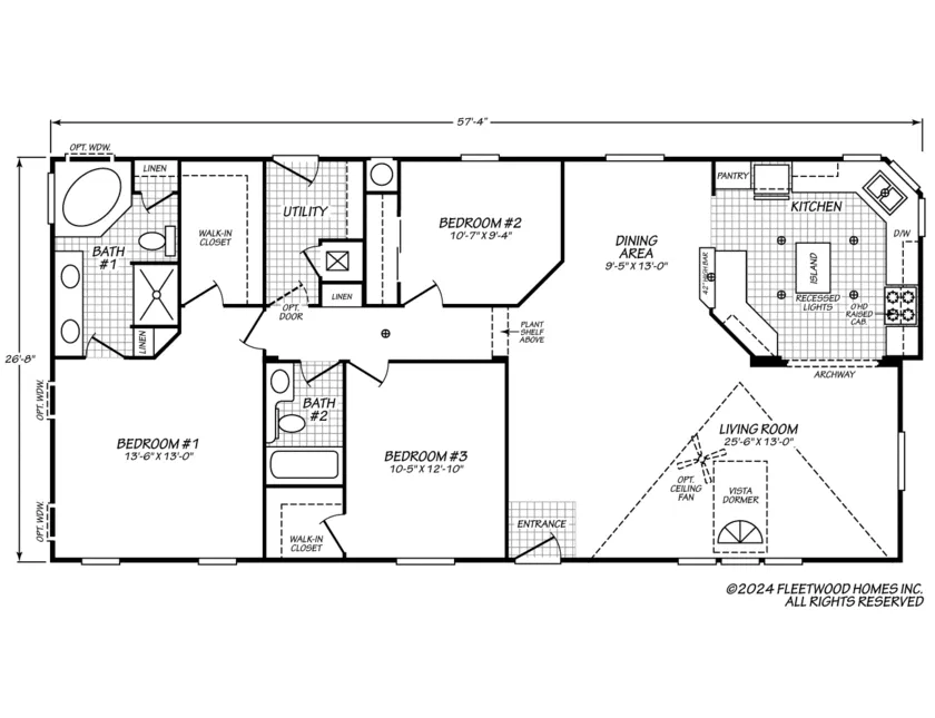 Vogue II 28573L floor plan — 3 Beds