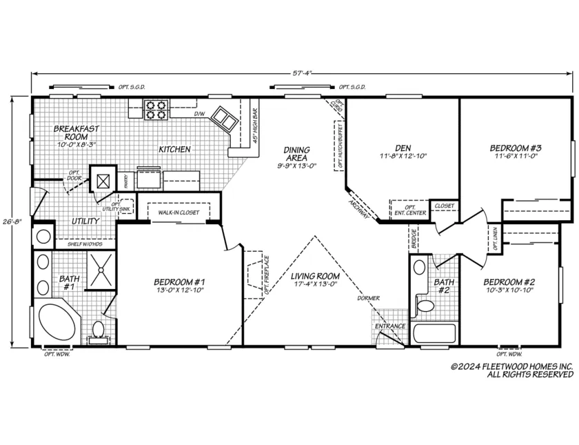 Vogue II 28573M floor plan — 3 Beds