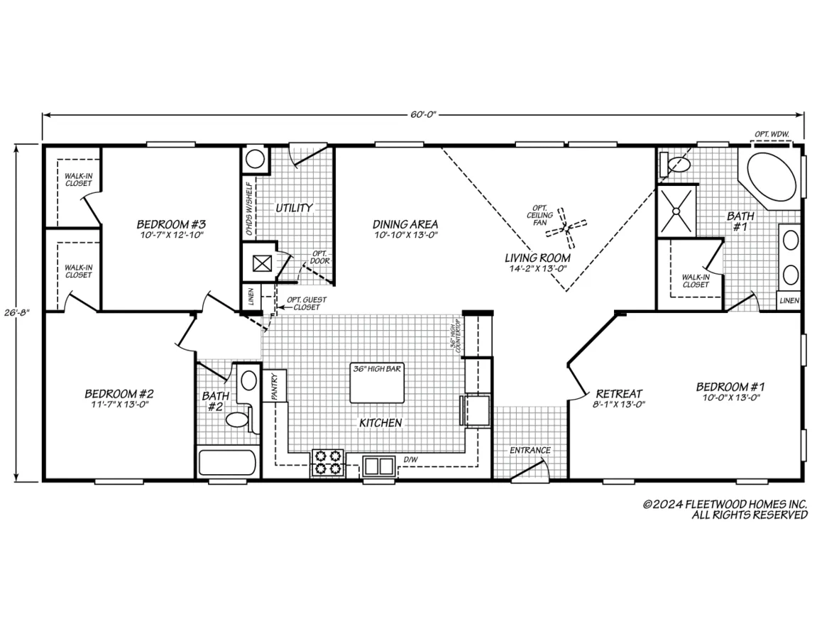 Vogue II 28603M floor plan — 3 Beds