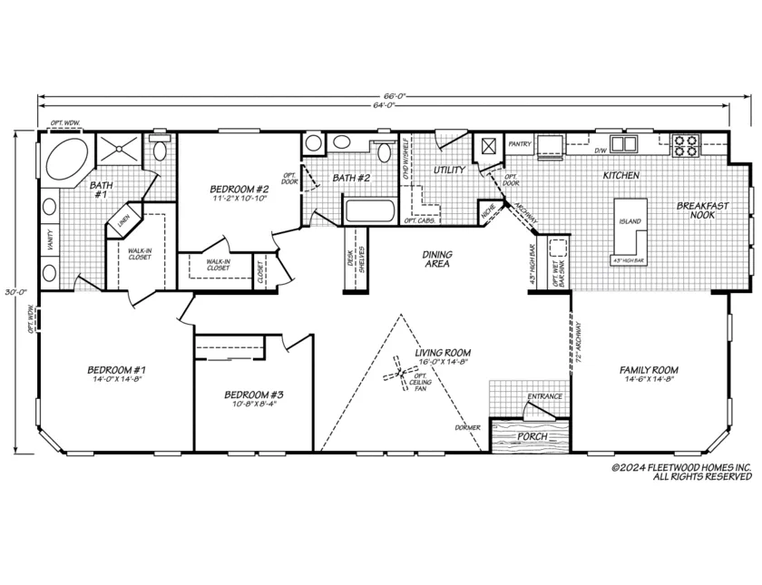 Vogue II 30643K floor plan — 3 Beds