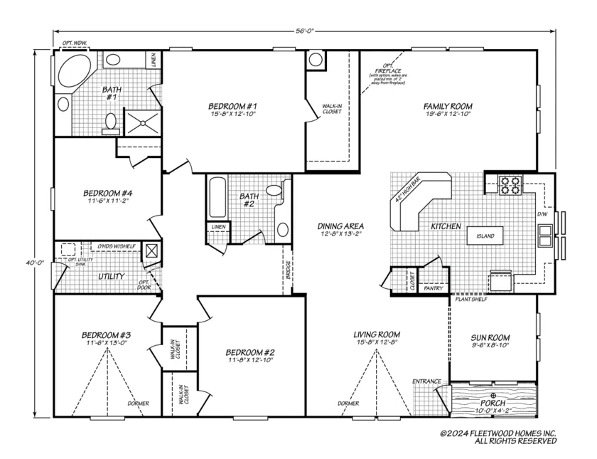 Vogue II 40564K floor plan — 4 Beds