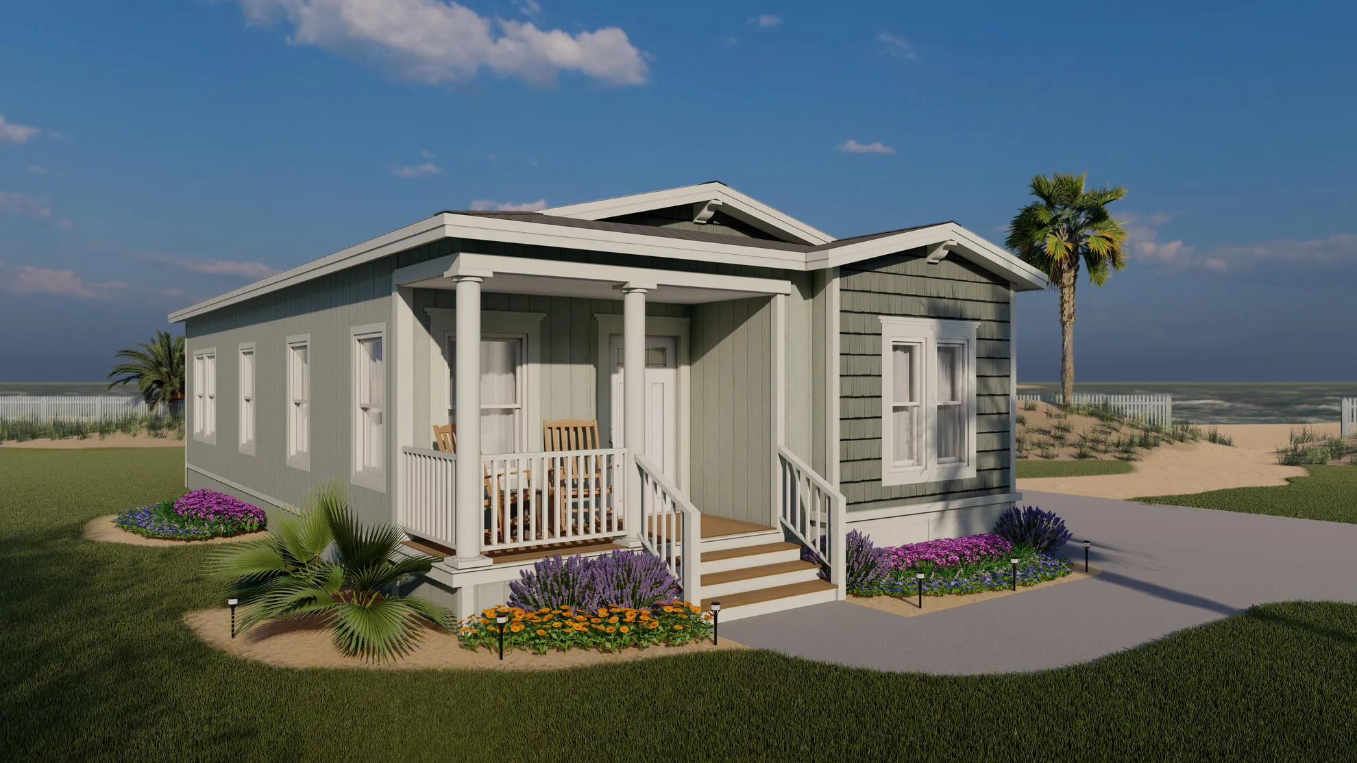 Coronado Coastal exterior with hip roof option — porch view